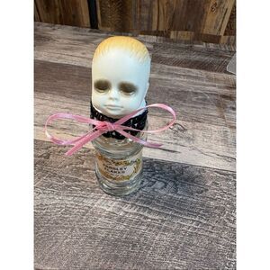 Creepy Doll Head Art Altered Vintage Spice Jar Folk Art Oddities